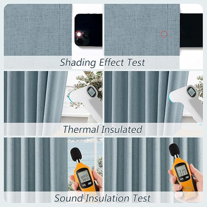 Blue 100% Blackout Curtains 98 Inch Length 2 Panels Set - Image 5