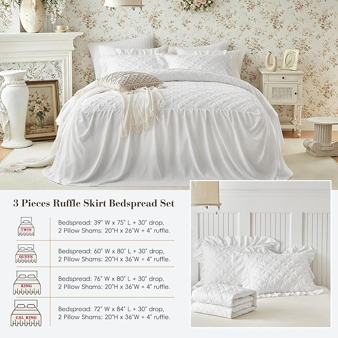 Ruffle Skirt Bedspread Set Flower Style - Image 9