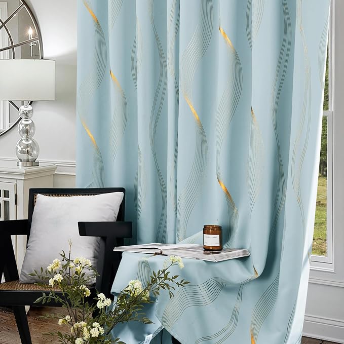 Deconovo Curtains for Living Room, Pattern Blackout Curtains 84 Inches Long | - Image 3