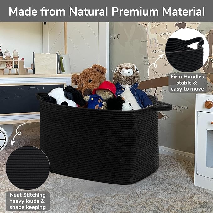 Goodpick 85L Large Woven Rope Blanket Basket, Pillows & Toys, Living Room & - Image 6