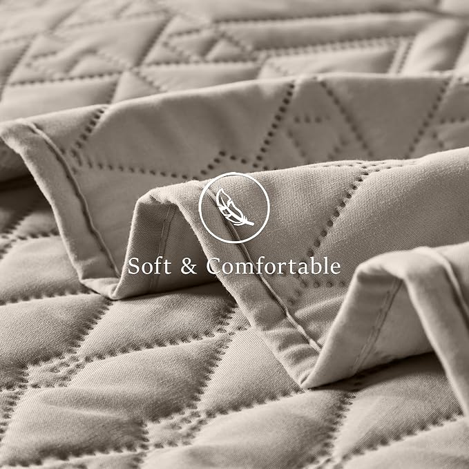 akkialla King/Cal King Quilt Set, Taupe Lightweight Microfiber Bedspread - Image 6