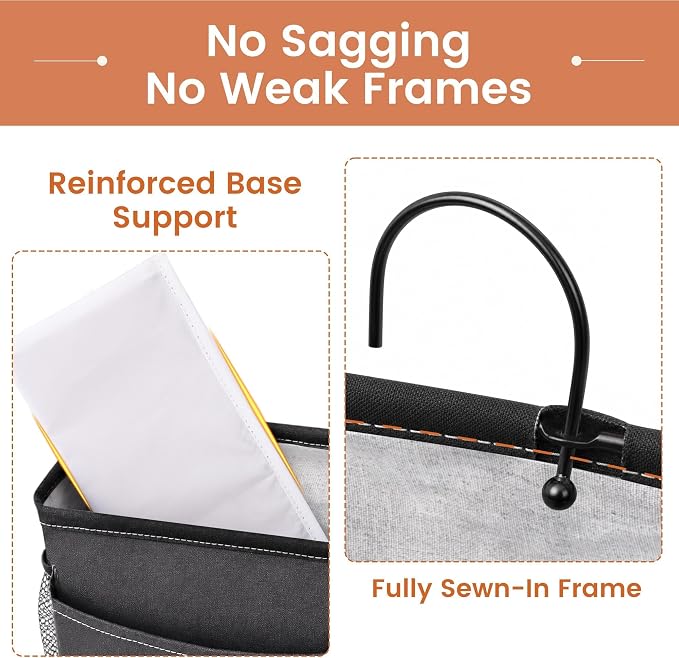 Bedside Caddy for Dorm Bed, Bedside Storage Bag Hanging Organizer | Metal Frame - Image 6