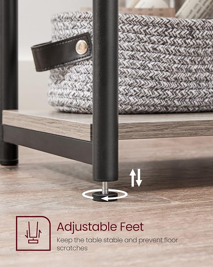 VASAGLE Side Table, Small End Table, Tall Nightstand, Steel Frame | - Image 8
