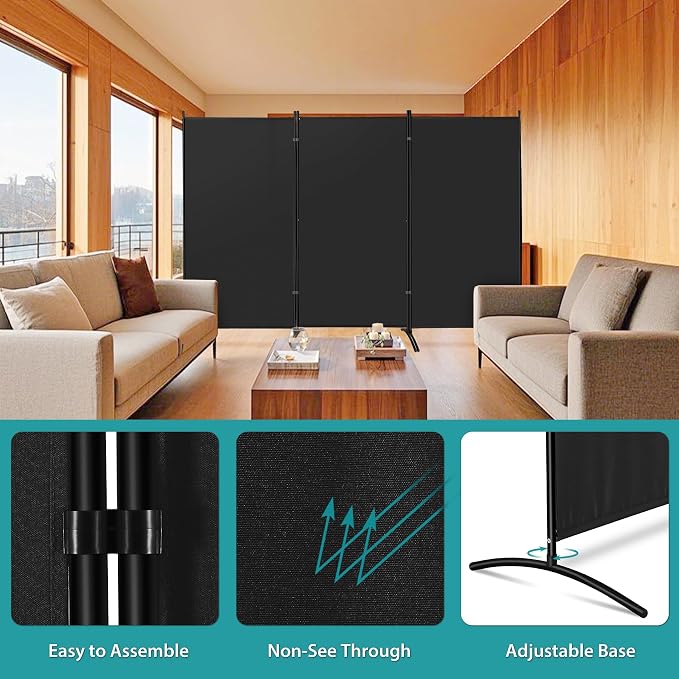 ZENY Room Divider, 3 Panel Folding Privacy Screens, Freestanding Room Divider - Image 6