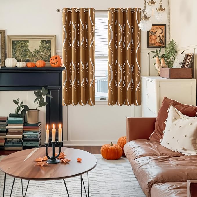 NICETOWN Gold Brown Blackout Curtains 63 inch Long - Image 2