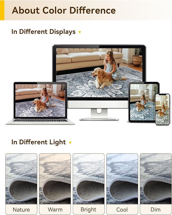 RELEANY Washable Area Rug, Large 10'x12', Water Repellent, Pet Friendly - Image 8