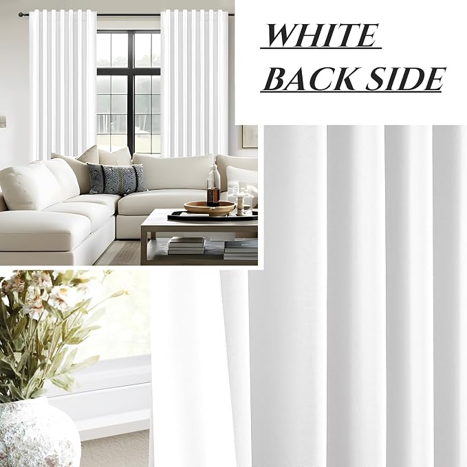 Bright White Blackout Patio Door Curtains 90 Inches Long 2 Panels Set, Cute - Image 6
