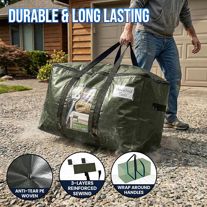 TAILI 6 Pack Green Extra Large Moving Bags, Storage Bag - Image 3