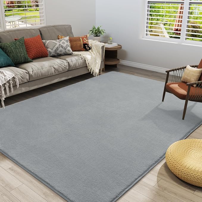 Large Modern Area Rugs for Bedroom Living Room, 6x9 Feet Grey Thickened Memory - Image 4