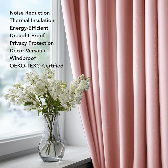 Deconovo Blackout Curtains for Bedroom and Living Room 45 Inches Long | Black - Image 2