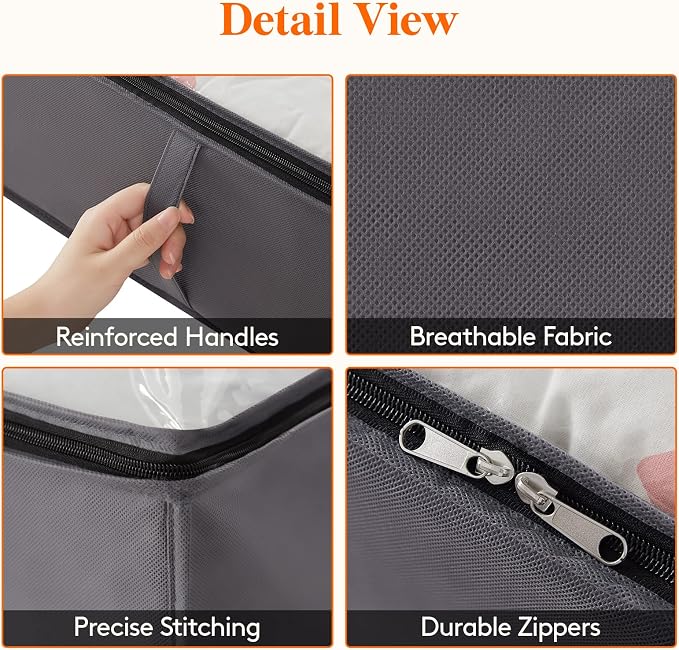 Lifewit 95L 2 Pack Under Bed Storage Containers, Large Capacity Blanket Storage - Image 4