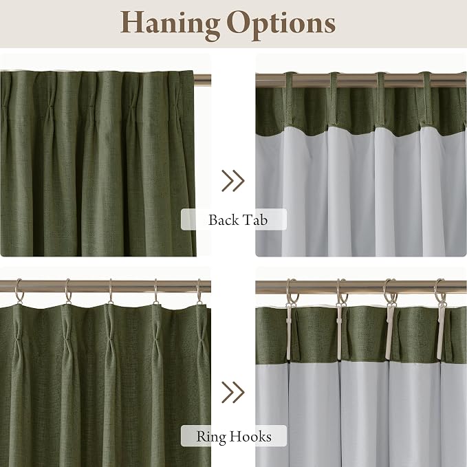 RYB HOME Linen Blackout Curtains 96 inches Long, 100% Blackout Noise Reducing - Image 6