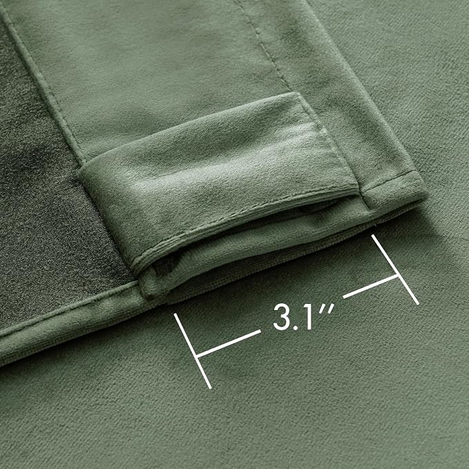 MIULEE Sage Green Velvet Curtains 52x90 inches Luxury Blackout Curtains | - Image 3