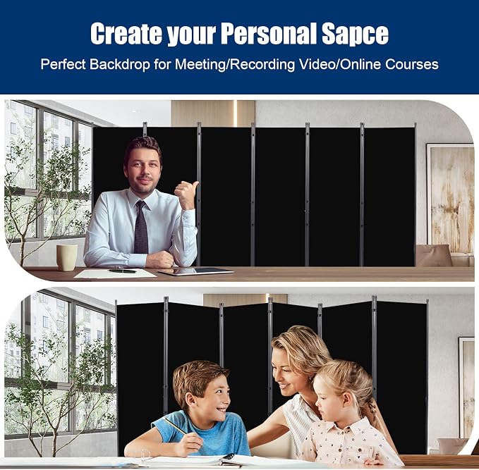 Room Divider 6 Panel-132''Wide, 6FT Room Dividers and Folding Privacy Screen | - Image 7