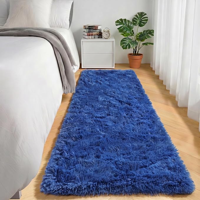 Navy Blue Runner Rugs for Bedroom Living Room, Fluffy 2x6 Bedside Hallway Area - Image 4