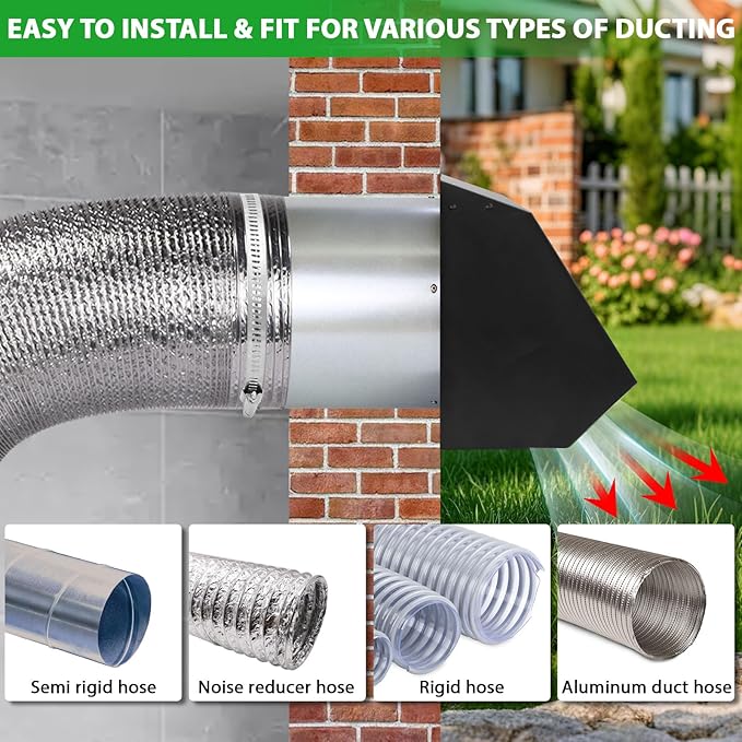 7Inch Wall Vent with Screen and Damper,Galvanized Steel Hooded Wall Vent Cover Cap Exhaust Vent Cover Outside,Exterior Vent Hood Outdoor for Kitchen Range Hood Laundry Dryer Bathroom Fan Duct Air Vent