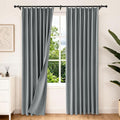 Etherealveil Charcoal Gray Pinch Pleated Blackout Curtains 2P 52"x102" | Back by Etherealveil
