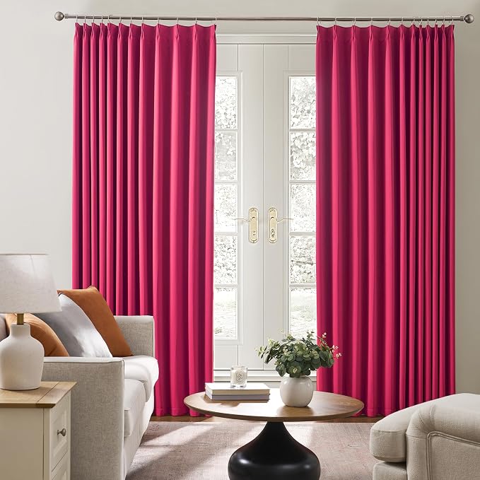 Custom Pleated Curtains Hot Pink Color, Heat Blocking Window Treatment - Image 4