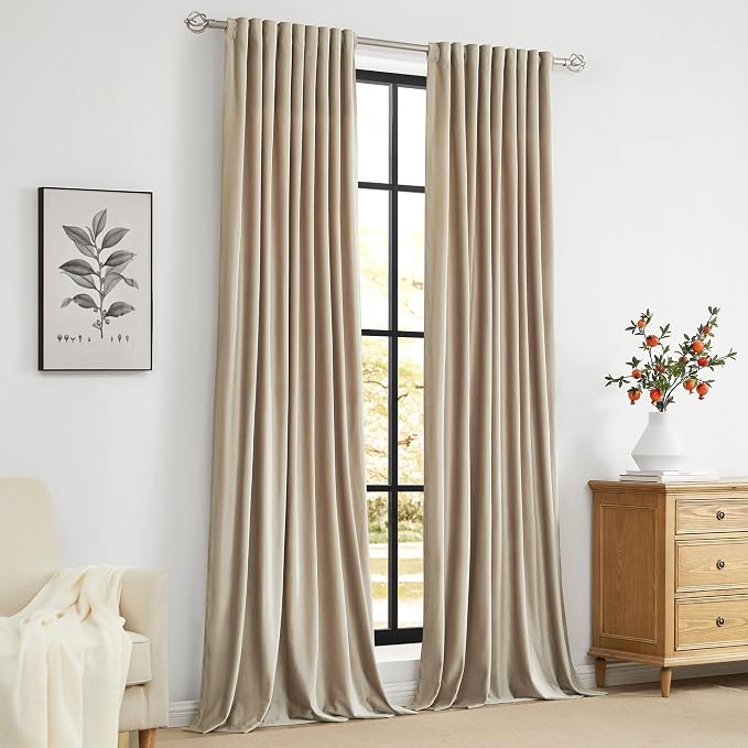 PRIMROSE Champagne Velvet Curtains 63 inch Long - Image 8