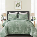 DJY Sage Green Quilt Set California King Size, Branch Botanical Coverlet | Soft by HOME