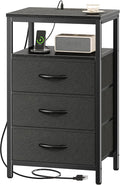 Huuger Nightstand with Charging Station, 27.6 Inch Bedside Table, Side Table | by Huuger