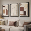 3D Textured Framed Neutral Wall Art, 3 Piece Minimalist Modern Sandstone Art by Cuspin
