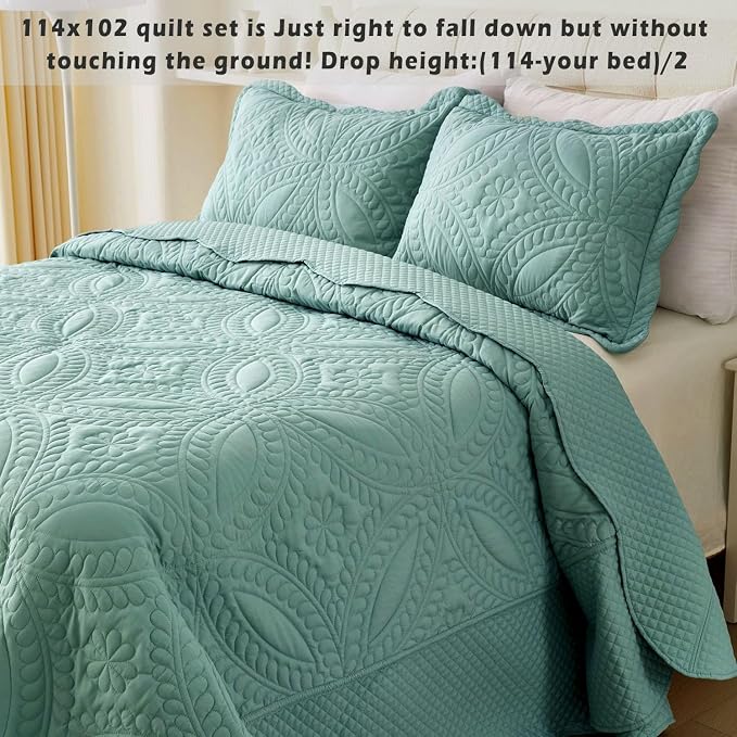 Cmfshape Oversize King Bedspread 114"x102", 3 Pieces California King Size Quilt - Image 3