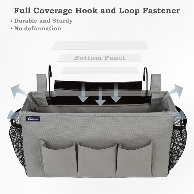Surblue Bedside Organizer with Hook Caddy Hanging Storage Bag with Adjustable - Image 4