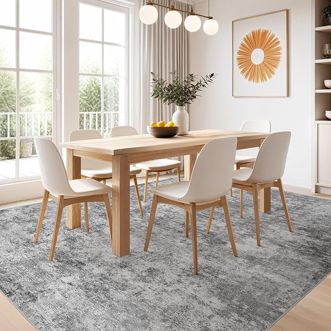 Nakagishi Boho 5x7 Area Rug Living Room Rugs Machine Washable Gray | Soft - Image 5