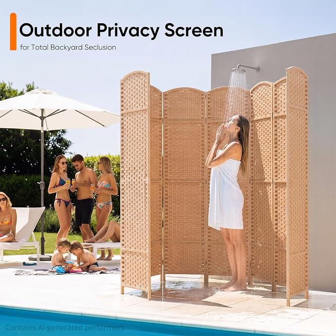 Outdoor Privacy Screen 8-Panel Folding Room Divider Space Partition | 67"H - Image 7