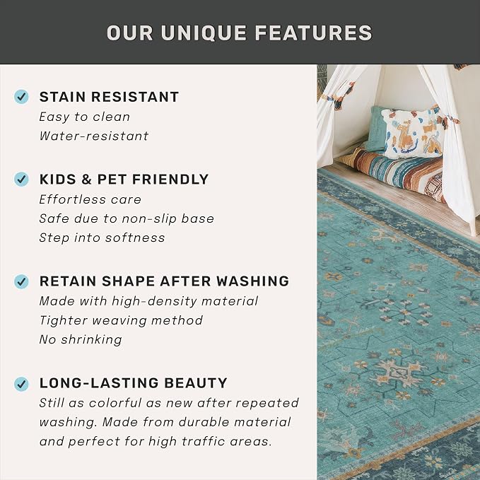 3x4 Teal Rugs for Entryway Indoor - Image 7