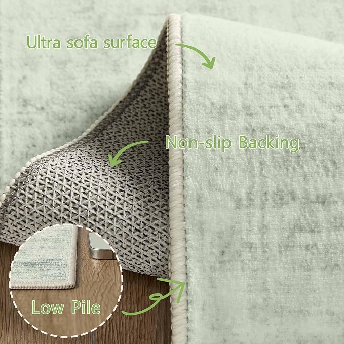 Latte&Fog 3x5 Entryway Green Area Rugs, Washable Small Rugs - Image 9