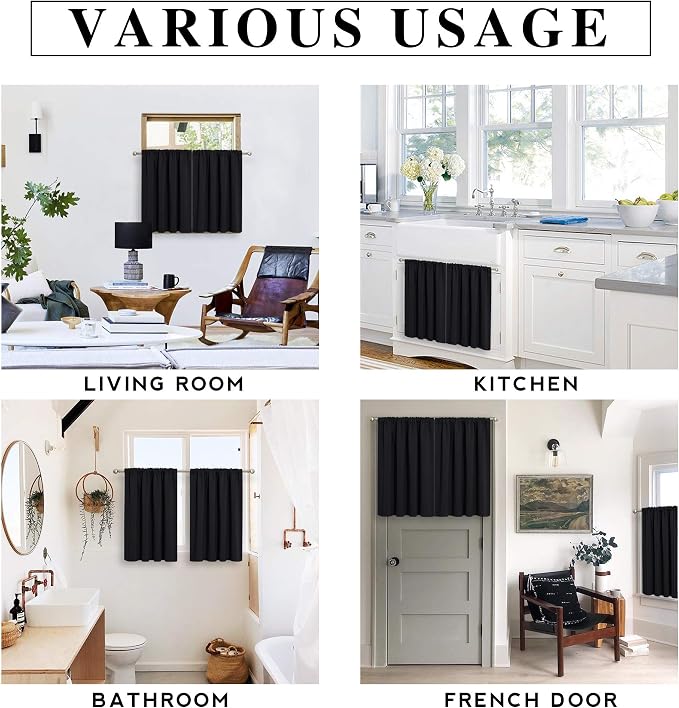 RYB HOME Short Black Blackout Curtains - Image 7