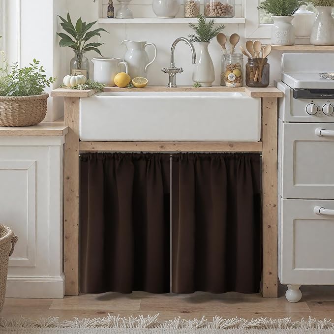 BGment Small Brown Kitchen Curtains 36 Inch Length - Image 3