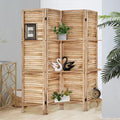 Room Divider with Shelves, 4 Panel Natural Privacy Screen | Partition Room by AMBITION+LAND