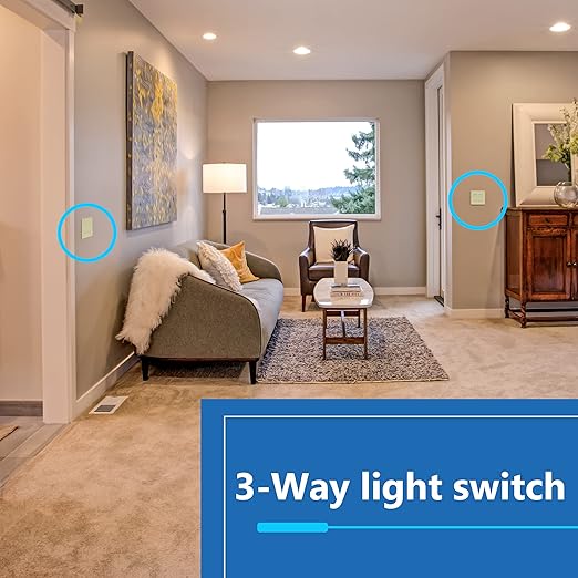 LIDER Minimalist Design Matte Finish Lighted Decorator Switch, Frameless Paddle Light Switch with Locator Light, Grounding Screw, 3-Way or Single Pole, 15A 120V, UL Listed, LS15-3W-I, Ivory