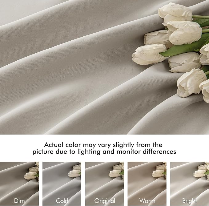 MIULEE Natural Back Tab Blackout Curtains 52x108 Inch Long 2 Panels Set | Rod - Image 8