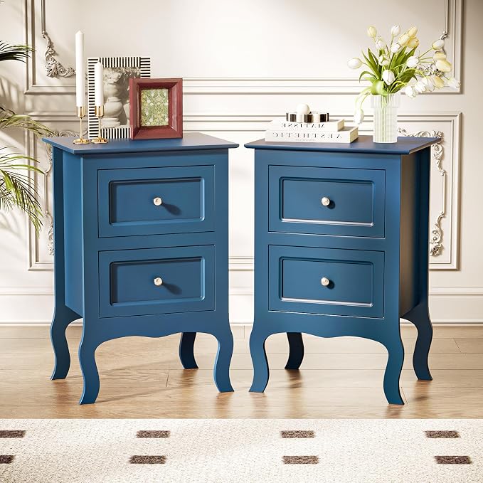 Bonnlo Blue Nightstand Set of 2, Kids Room, Living Room, 15.75" W x 11.8" D x by Bonnlo