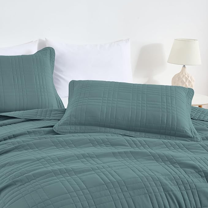 Chezmoi Collection Kingston King Size Bedspread Set, 3-Piece Blue Oversized - Image 4