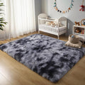 5x7 Thick Tie-dye Dark Grey Shag Rug by KICHOWUA