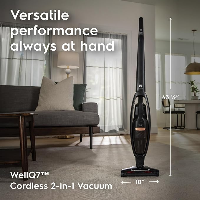 Electrolux WellQ7 Cordless 2-in-1 Vacuum with High Suction Power and 5-Step Filtration System, 50-Minute Run Time, 2 Power Modes, Granite Gray