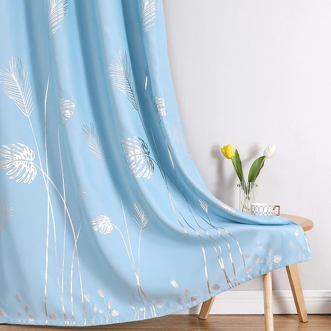 Sky Blue Blackout Curtains for Living Room, Room Darkening Curtains - Image 7