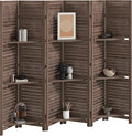 HOMCOM Room Divider 6 Panel 67" Tall Wood Privacy Screen Walnut | 3 Display by HOMCOM