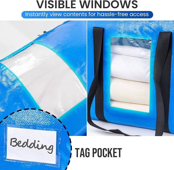 TAILI 2 Tier Moving Bags, 2 Blue Silver Storage Bags - Image 7