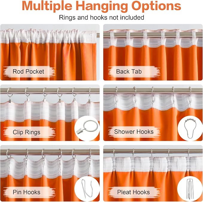 Orange Blackout Curtains 63 Inches Long - Image 3