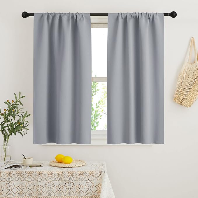 RYB HOME Blackout French Door Window Curtain Coverings, Rod Pocket | Thermal by RYBHOME