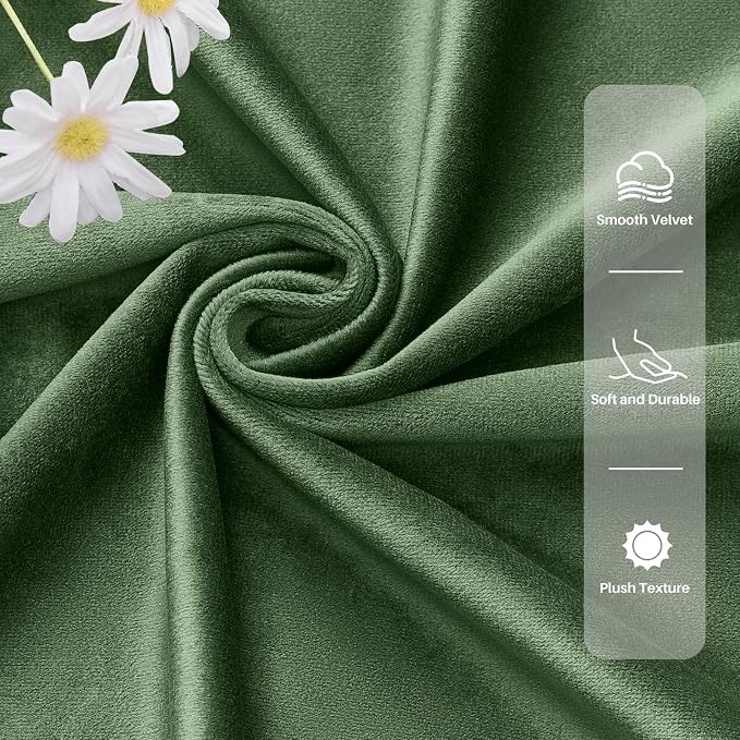 Olive Green Velvet Curtains 96 Inches - Image 3