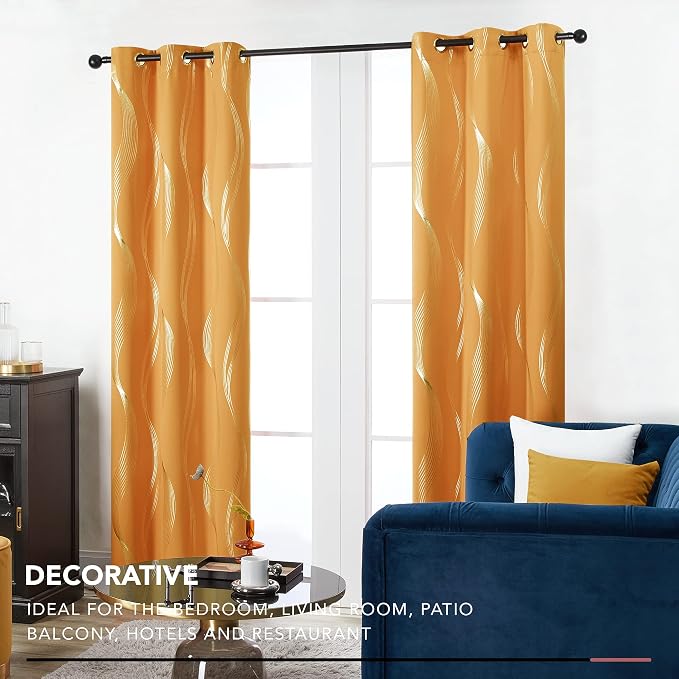 Deconovo Curtains for Living Room, Pattern Blackout Curtains 45 Inches Long | - Image 5