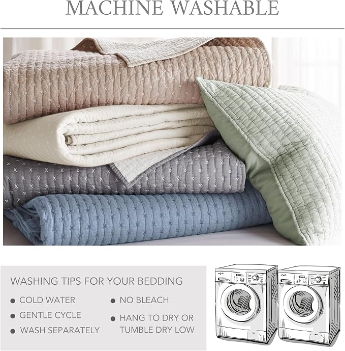 Levtex Home Cross Stitch Reversible King/Cal King Quilt Set and 2 Pillow Shams - Image 5