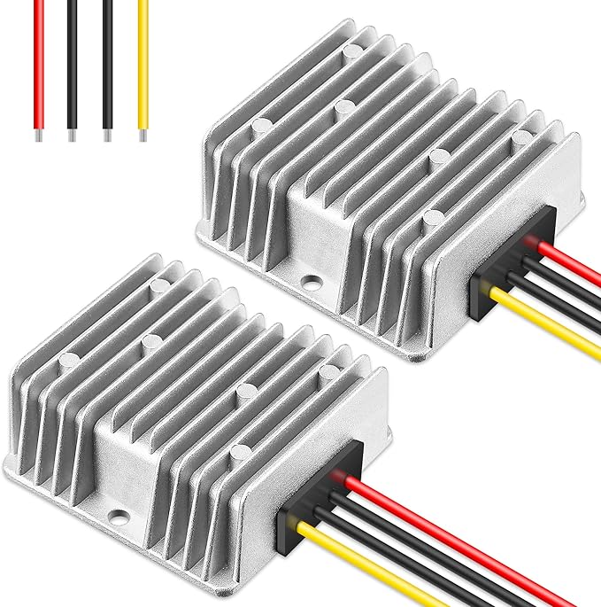 Dreyoo 2 Pack 36V 48V to 12V Converter Golf Cart Voltage Reducer, 10A 120w DC to DC Buck Converter 12 Volt Voltage Regulator for Golf Cart Car Audio LED Strip Light Universal Power Stabilizer